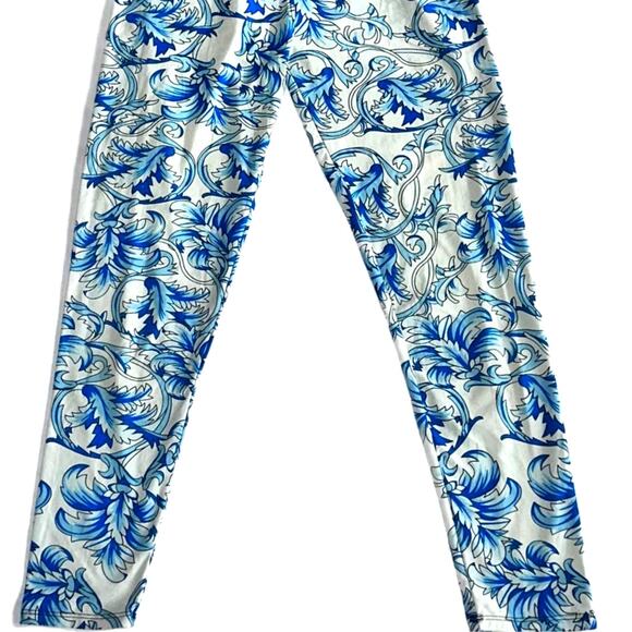 J&K Leggings High-Rise Stretch Pull On Buttery Smooth Womens XS Blue White - Picture 4 of 9